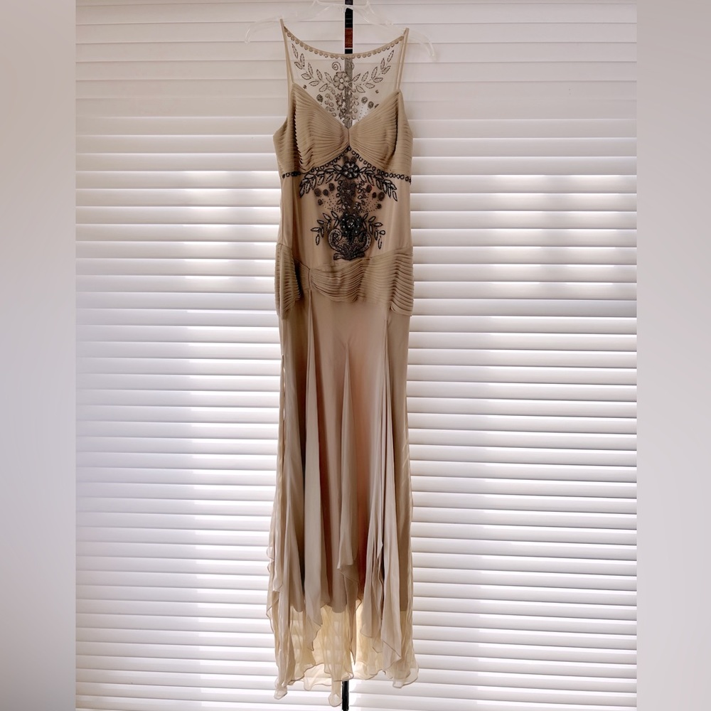 Sue Wong Tan Beaded Formal Gown Size 10 - tags attached